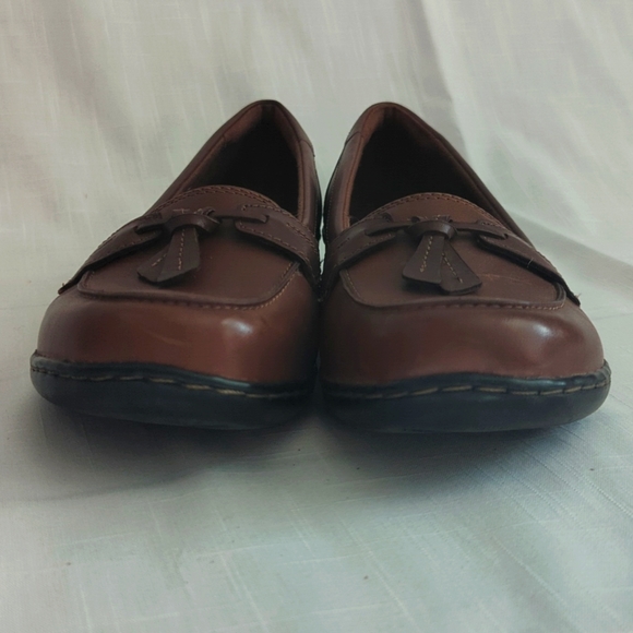 Clark's Loafers comfort shoe women's size 8 wide, brown leather - Picture 3 of 10